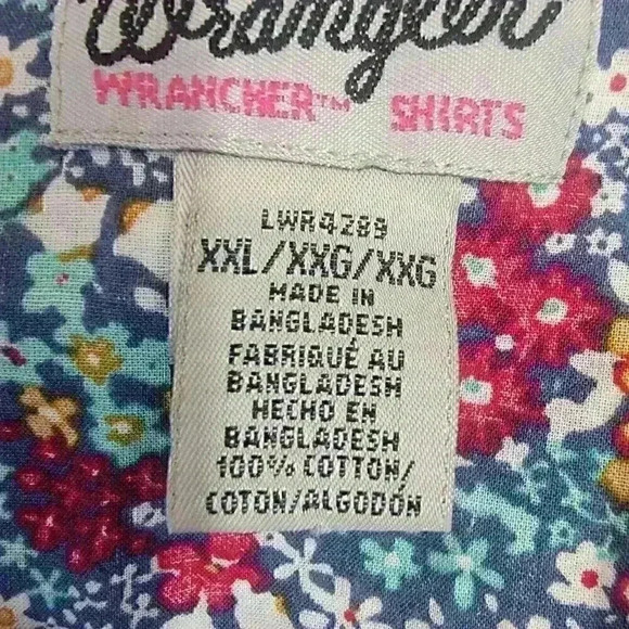 Wrangler Wrancher Floral Pearl Snap Shirt Top Women Size XXL Western Rodeo - Picture 2 of 8